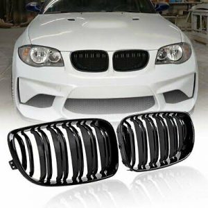 BMW E82 1 Series Dual Slat Kidney Grills Gloss Black