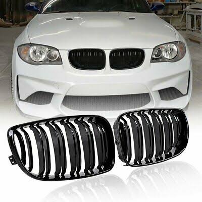 BMW E82 1 Series Dual Slat Kidney Grills Gloss Black
